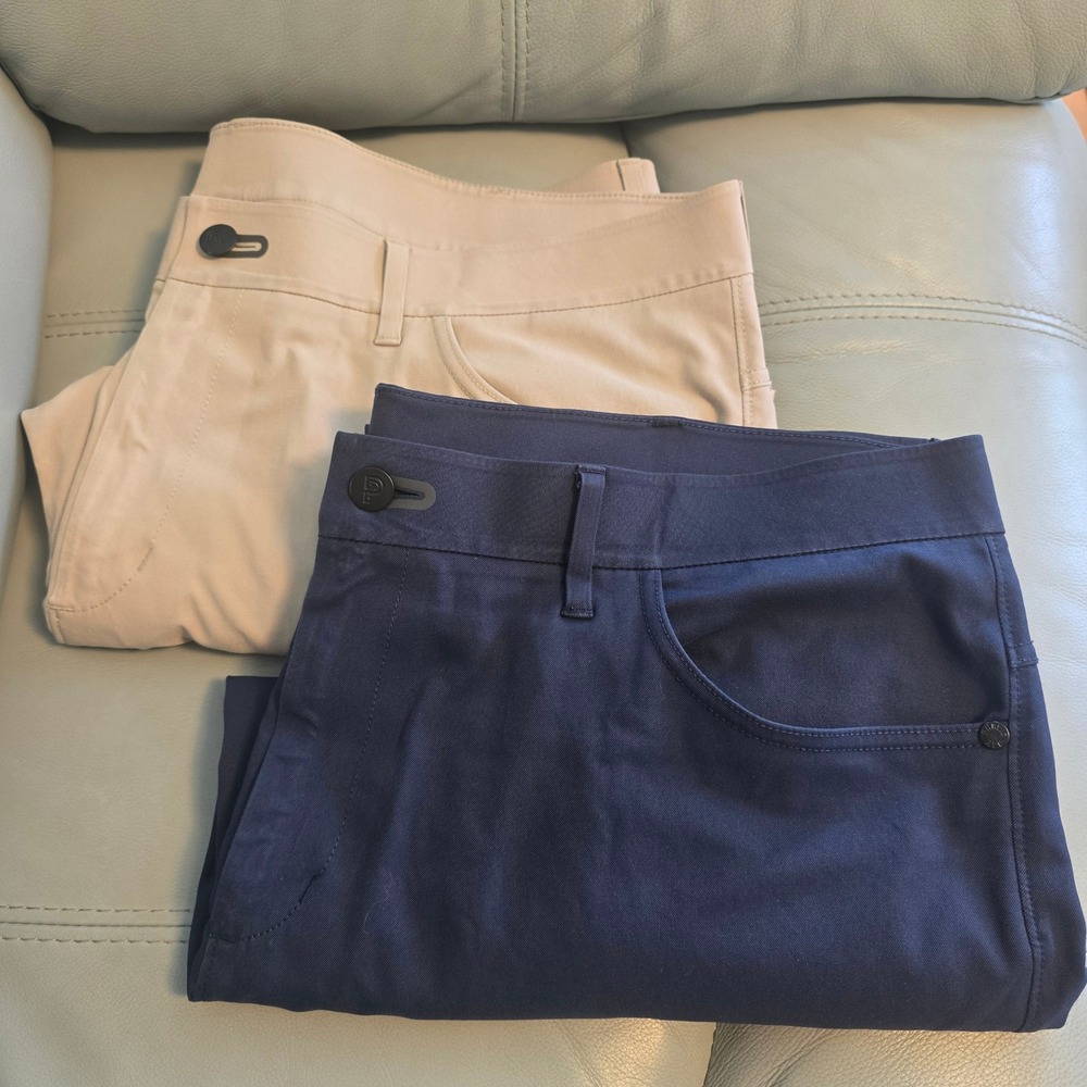 Lot of 2 Public Rec All Day Every Day Pants Mens 38x28‎ Navy Blue Khaki Beige